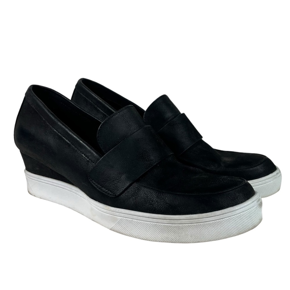 MIA Black Katelin White Sole Slip On Platform Hidden Heel Sneakers Wedges 11